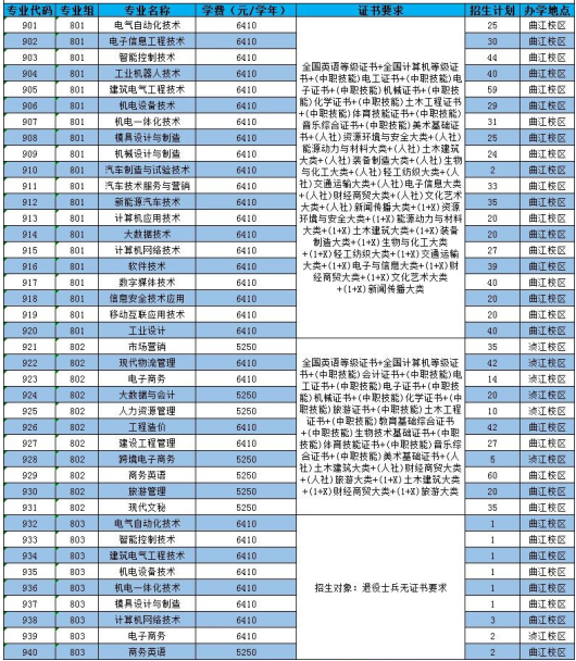 2023年广东松山职业技术学院3+证书(高职高考)招生计划