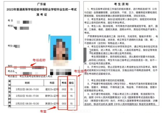 广东3+证书考试准考证