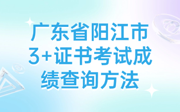 广东省阳江市3+证书考试成绩查询方法