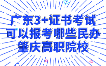 广东3+证书考试可以报考哪些民办肇庆高职院校