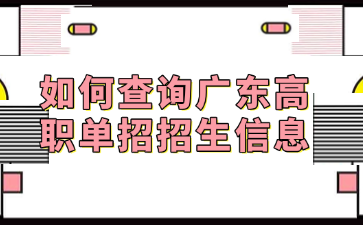 如何查询广东高职单招招生信息