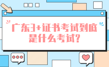 广东3+证书考试到底是什么考试?