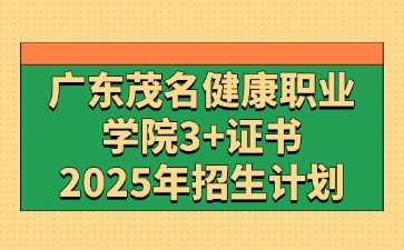 2025年广东茂名健康职业学院3+证书(高职高考)招生计划