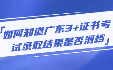 如何知道广东3+证书考试录取结果是否滑档