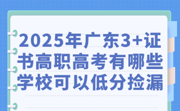 2025年广东3+证书高职高考有哪些学校可以低分捡漏