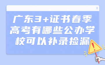 广东3+证书春季高考有哪些公办学校可以补录捡漏?