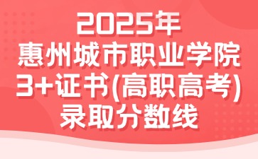 2025年惠州城市职业学院3+证书(高职高考)录取分数线