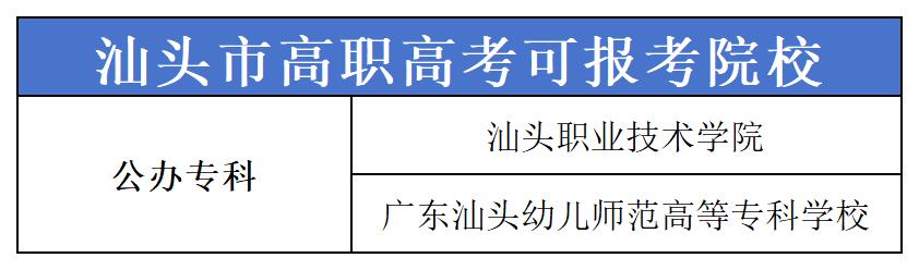 汕头市高职高考（3+证书）可报考院校