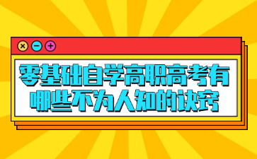零基础自学高职高考有哪些不为人知的诀窍