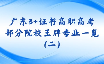 广东3+证书高职高考部分院校王牌专业