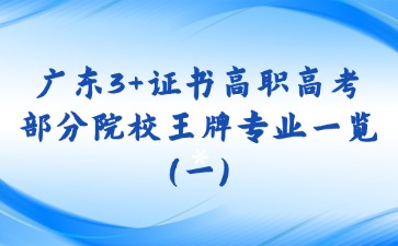 广东3+证书高职高考部分院校王牌专业