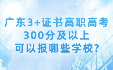 广东3+证书高职高考300分及以上可以报哪些学校？