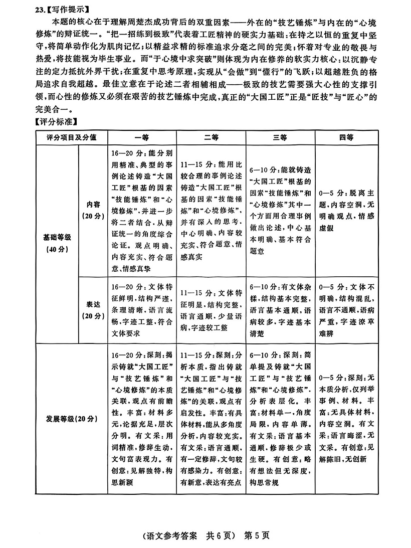 2026年广东3+证书高职高考11月联考语文试卷答案